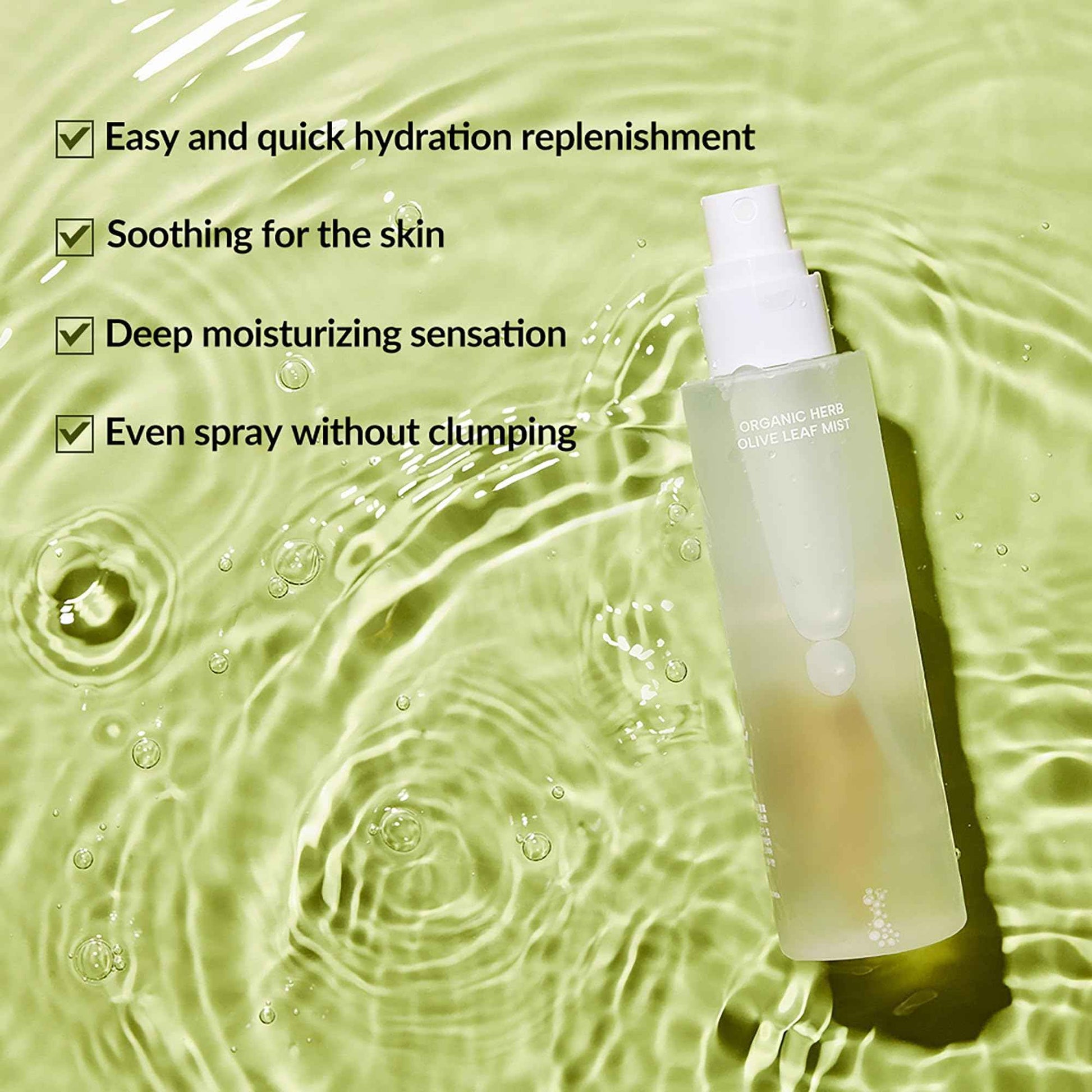 Whamisa Organic Herb Olive Leaf Mist, Facial Mist Spray, Waterless Formula, Fermented Postbiotics, Hydration, Portable (100ml)