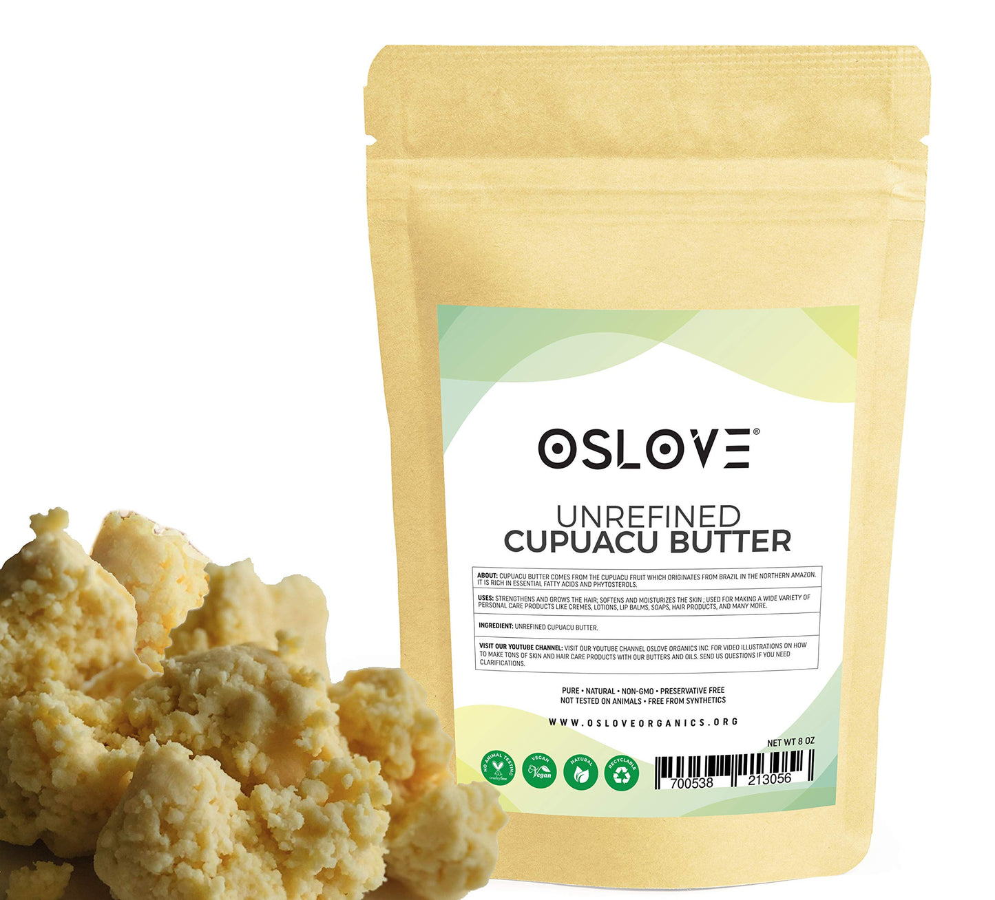 Oslove Organics Cupuacu butter -Pure and Natural 8oz Fresh, Rich and Creamy in DIY mixes | Vegan butter | Use for whipped body butters, salves, lotions & soaps.