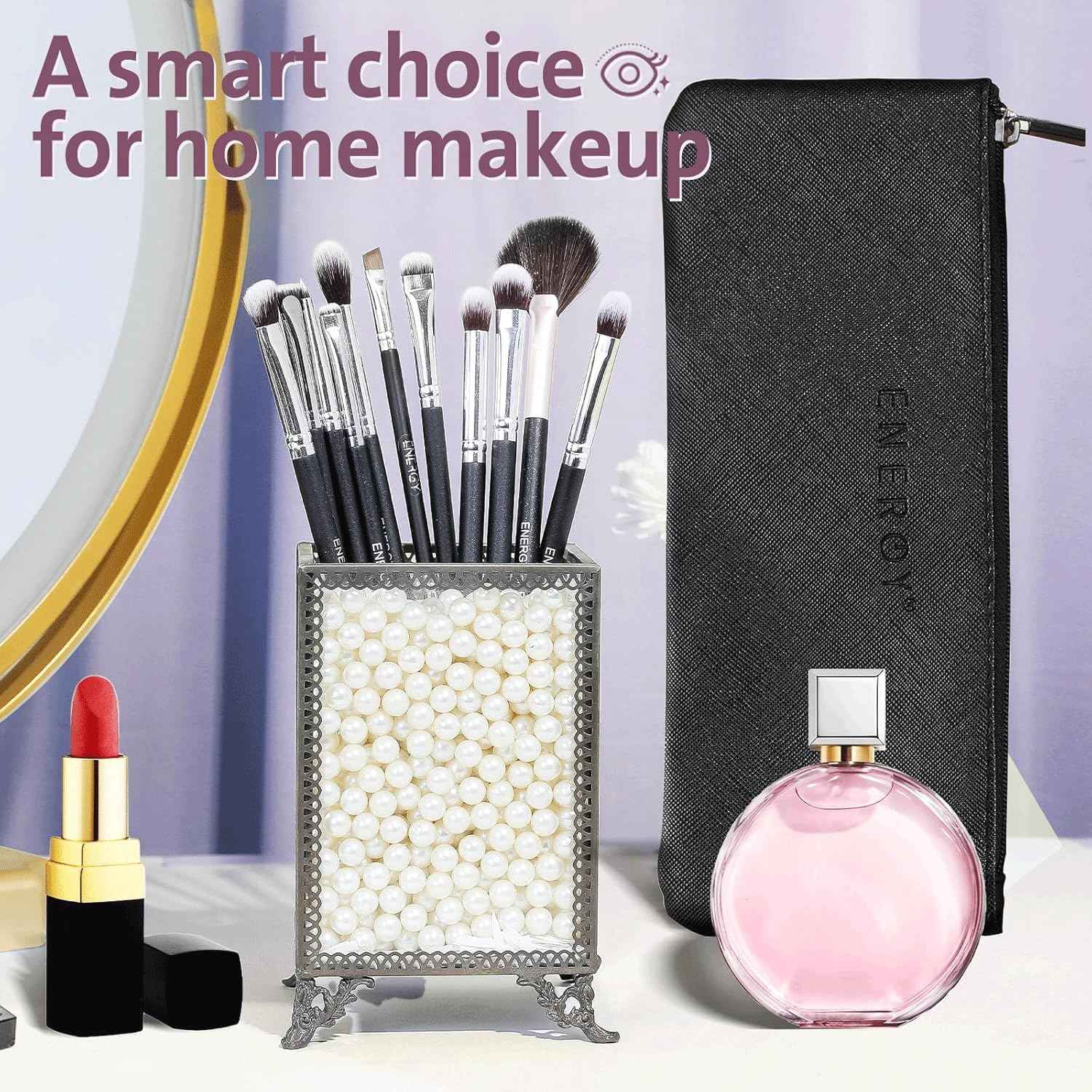 ENERGY Eyeshadow Brush Set 11PCS Professional Makeup Brushes for Eye Shadow Brows Smudge Concealer Eyeliner Eyelash Highlighter Blending Vegan Synthetic Face Make Up Kit with Travel Case Black