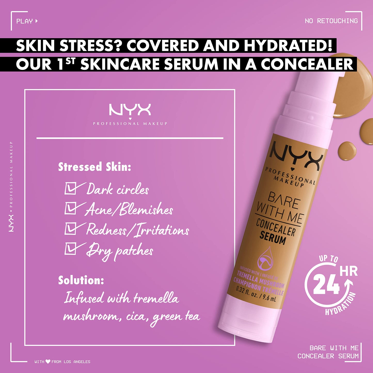 NYX PROFESSIONAL MAKEUP Bare With Me Concealer Serum, Up To 24Hr Hydration - Vanilla