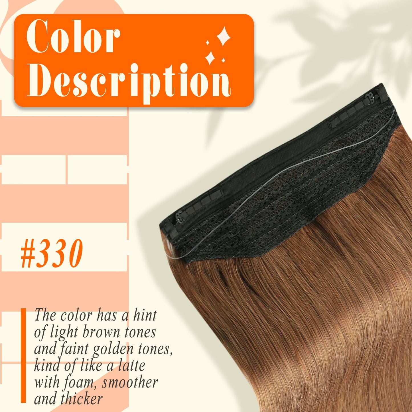 Fshine Wire Hair Extensions Real Human Hair Color 330 Pumpkin Spice Invisible Hair Extensions Real Human Hair Copper Fish Line Wier Hair Extensions 10 Inch Soft Remy Hair 50 Grams