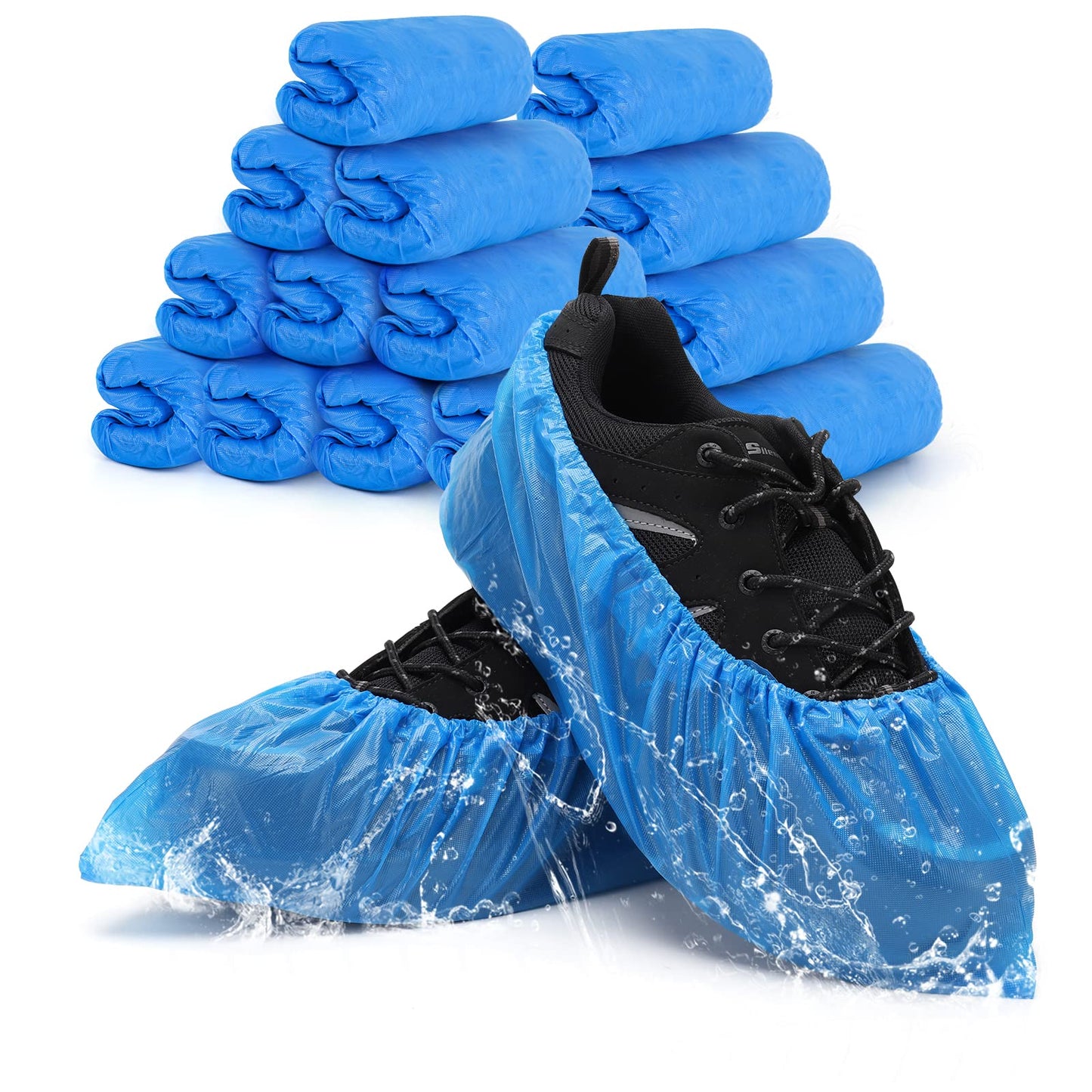 Buself Shoe Covers Disposable Non Slip for Indoors Pack of 200 (100 pairs) Recyclable Shoe Booties Waterproof Shoe & Boot Covers Durable Shoe Protectors Covers One Size Fits Most Blue