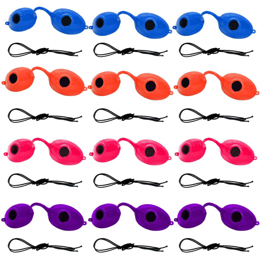 Super Sunnies UV Eye Protection FDA Compliant Eyeshields, Tanning Bed Goggles, Red Light Theraphy Glasses with Strap - 12 Pack Random
