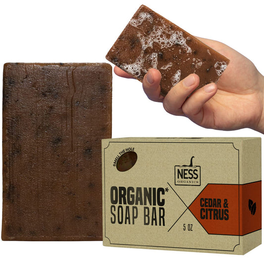 Ness Mens Soap Bar - Cedar & Citrus Scent, Natural Soap For Men With Organic Ingredients, Mens Bar Soap With Essential Oils, Moisturizing Bar Soap For Men, Handmade In The USA, Cruelty Free, Vegan