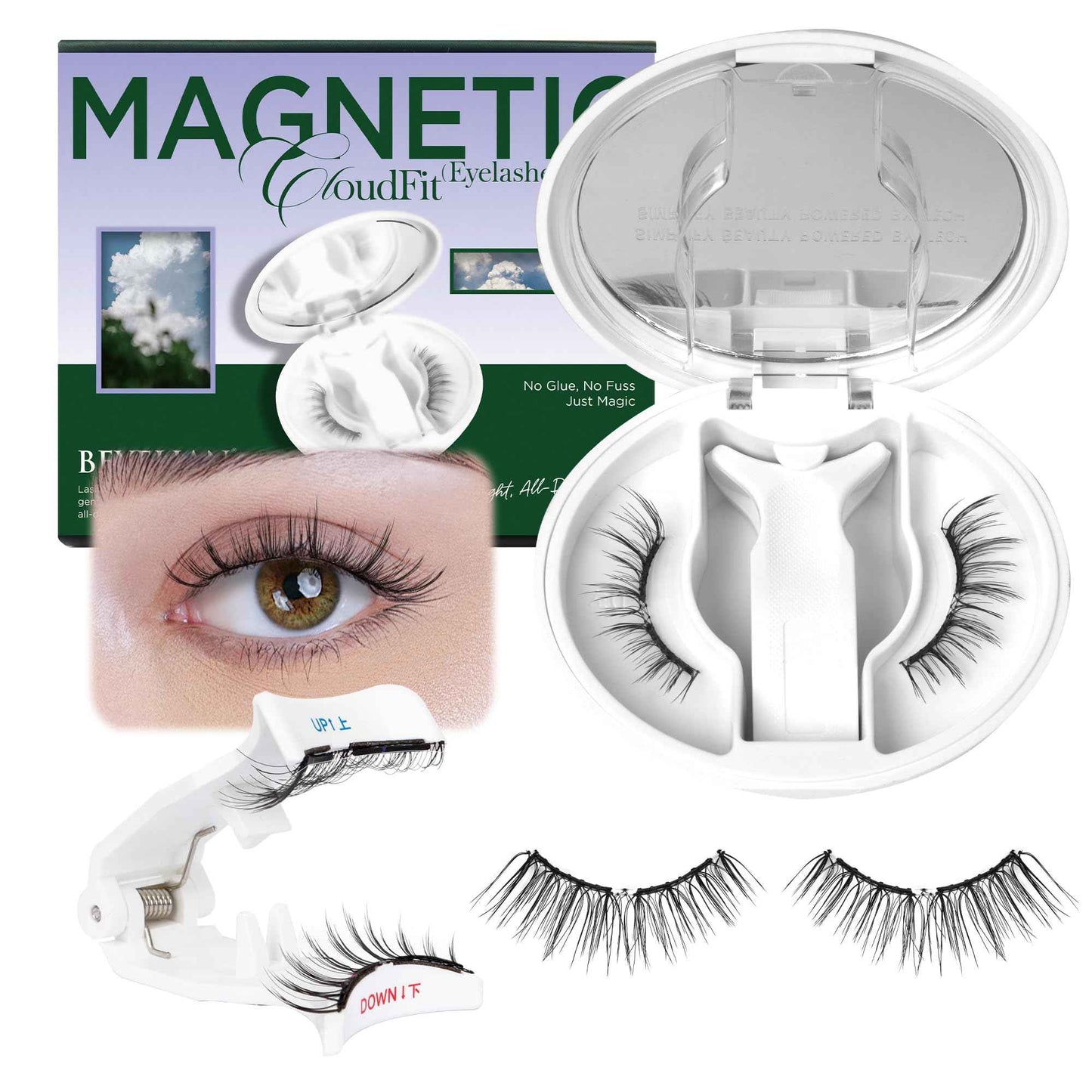 BEYELIAN Portable Magnetic Eyelashes with Applicator, Upgrade Soft Magnetic Lashes No Glue Needed Magnetic Eyelashes Natural Look, Reusable, Fales Eyelashes for Eye YT25 (All-In-One & Comfortable)