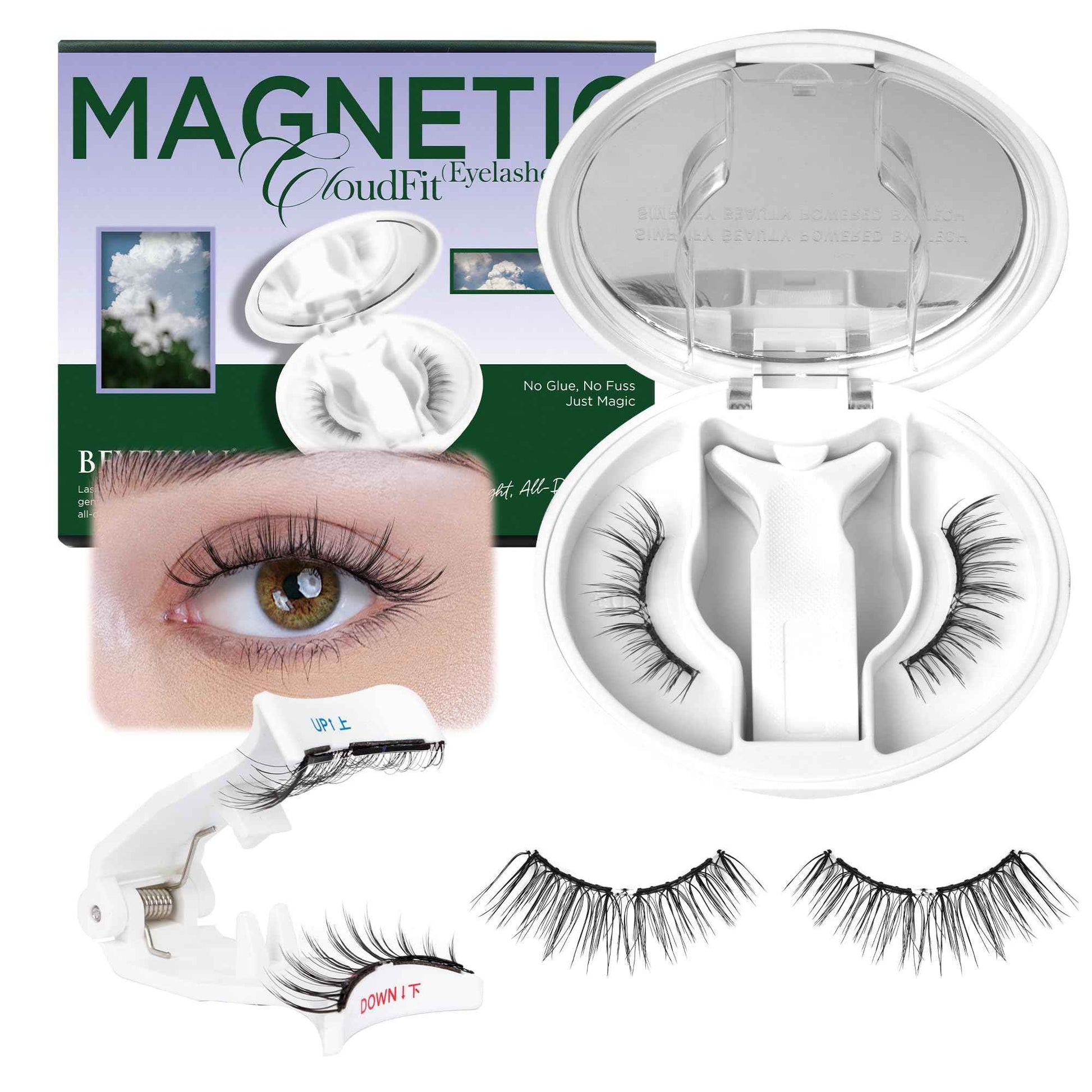 BEYELIAN Portable Magnetic Eyelashes with Applicator, Upgrade Soft Magnetic Lashes No Glue Needed Magnetic Eyelashes Natural Look, Reusable, Fales Eyelashes for Eye YT25 (All-In-One & Comfortable)