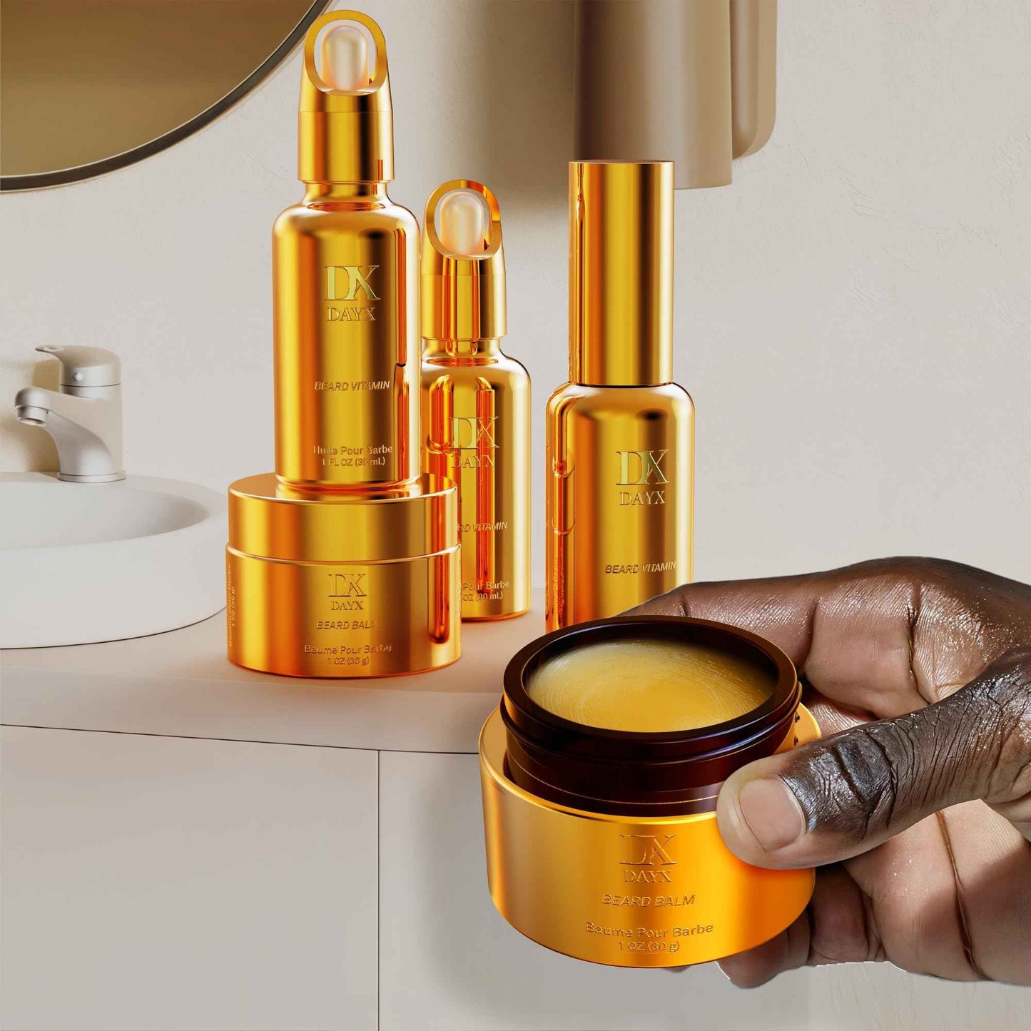 Beard Kit for Black Men: Beard Care Kit w/Balm, Oil & Vitamin Spray, All-Natural Ingredients for Men Grooming and Care, Ideal Fathers Day Birthday & Valentines Day Gifts for Him