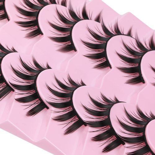 False Eyelashes Manga Anime Lashes Japanese Cosplay Spiky Lashes Mink Dramatic Thick Fake Eyelashes Extensions Doll Strip Lashes 7 Pairs Pack by EYDEVRO