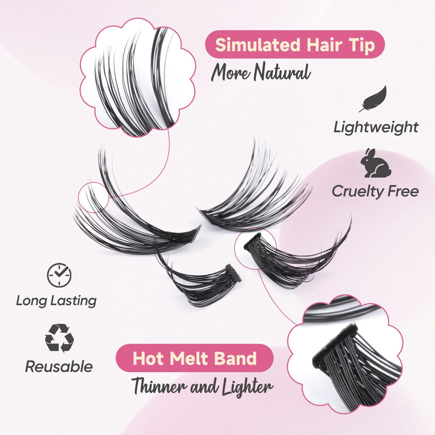 DIY Eyelash Extension Kit 40D+50D Lash Clusters 320pcs Cluster Lashes Extensions Kit 10-18mm Individual Lashes Kit with Lash Bond and Seal and Eyelashes Tweezers DIY at Home by TOOCHUNAG