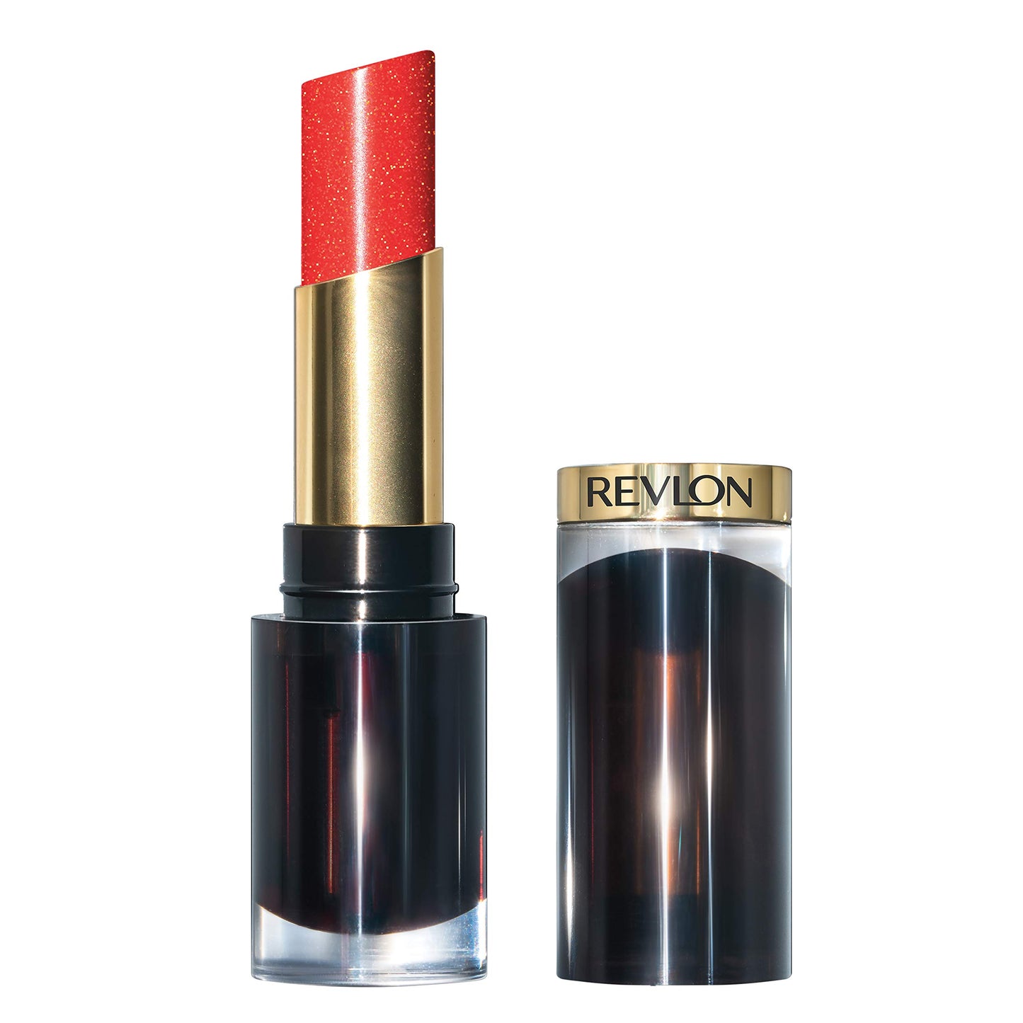 Revlon Super Lustrous Glass Shine Lipstick, Flawless Moisturizing Lip Color with Aloe, Hyaluronic Acid and Rose Quartz, Glaring Red (023), 0.15 oz