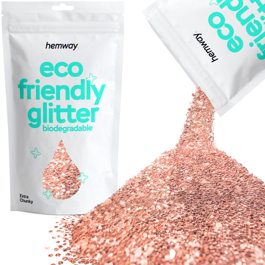 Hemway Eco Friendly Biodegradable Glitter 100g / 3.5oz Bio Cosmetic Safe Sparkle Vegan for Face, Eyeshadow, Body, Hair, Nail and Festival Makeup, Craft - 1/24" 0.04" 1mm - Rose Gold