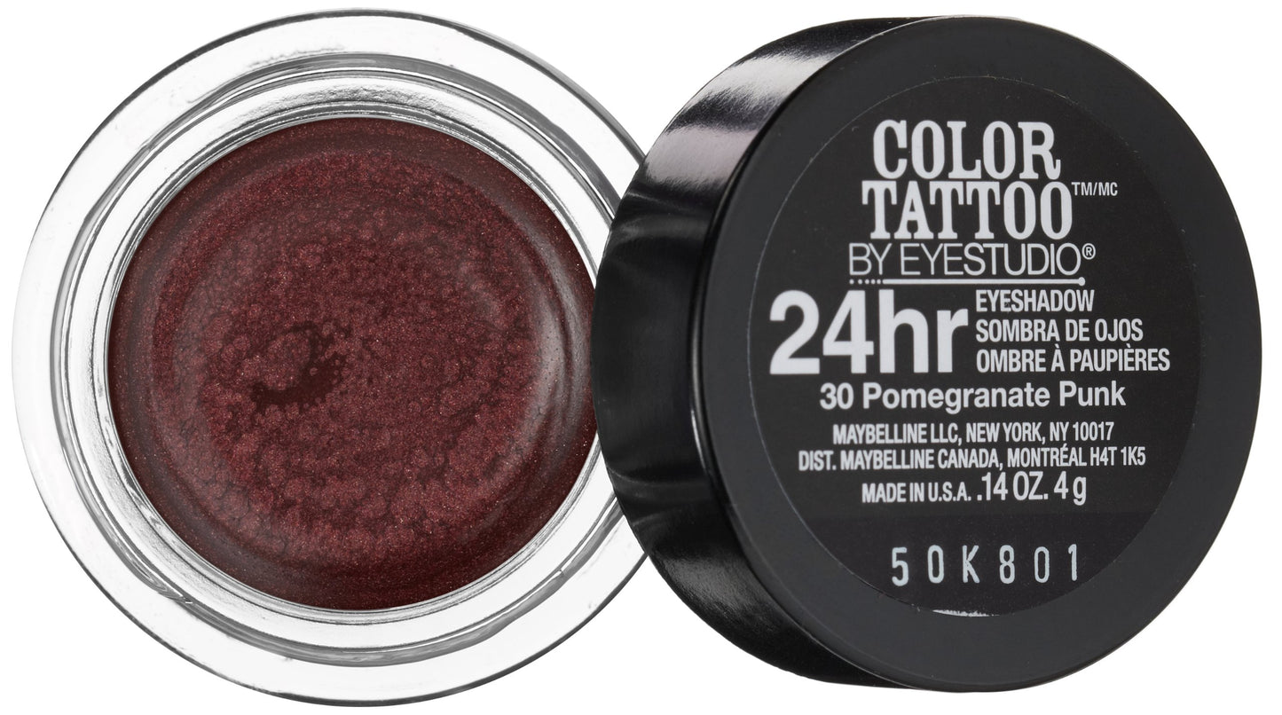 Maybelline New York Eyestudio ColorTattoo Metal 24HR Cream Gel Eyeshadow, Pomegranate Pink, 0.14 Ounce (1 Count)