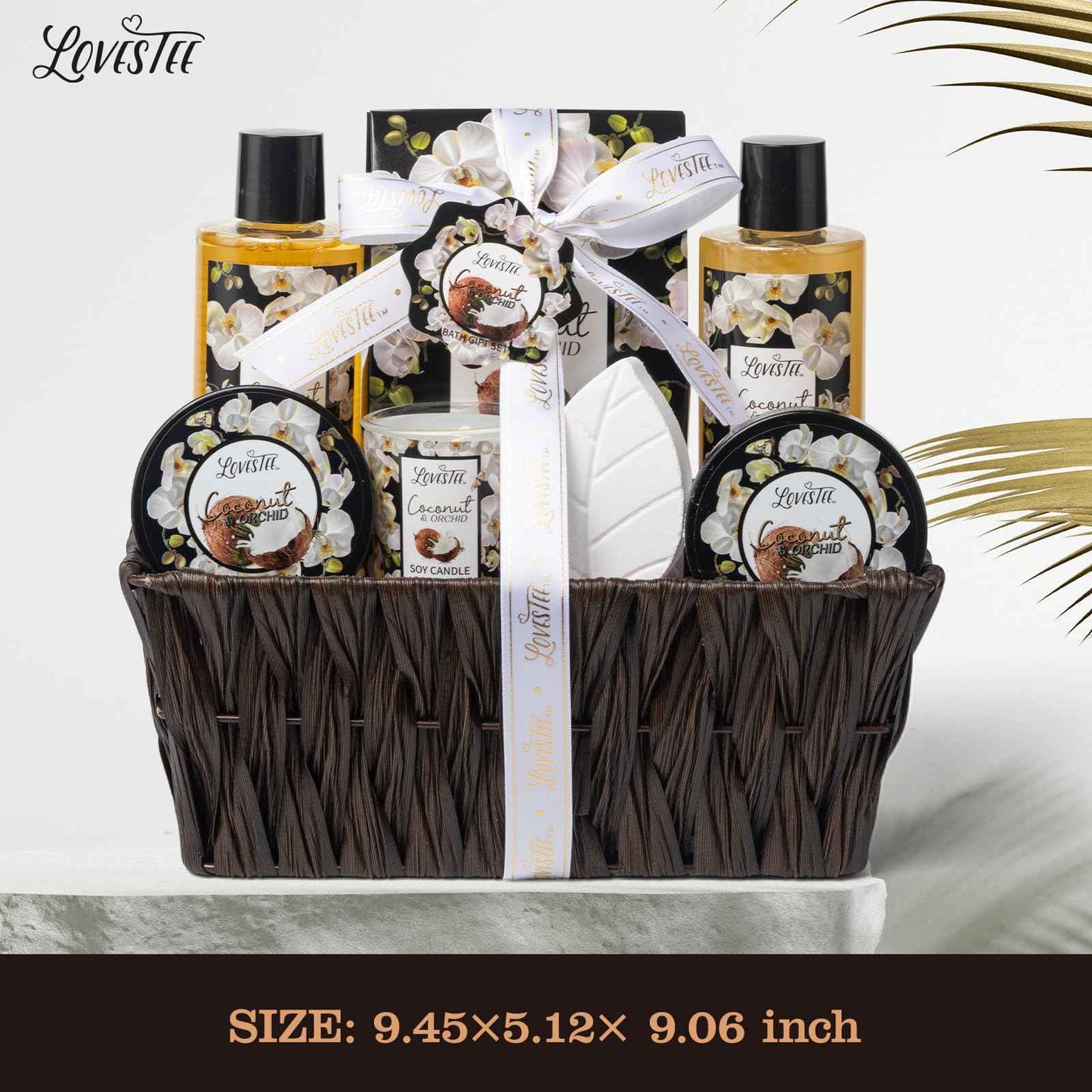 Mothers Day Gifts, Spa Baskets For Women, Bath And Body, Coconut & Orchid Bath & Body Set, Includes Shower Gel, Hand Cream, Body Lotion, Candle And More, Gifts For Women, Gift For Mom