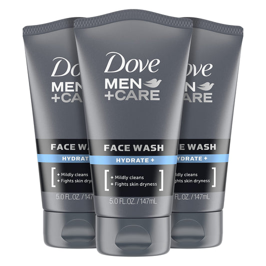 DOVE MEN + CARE Face Wash Hydrate Plus Skin Care, 5 Oz, (Pack of 3)