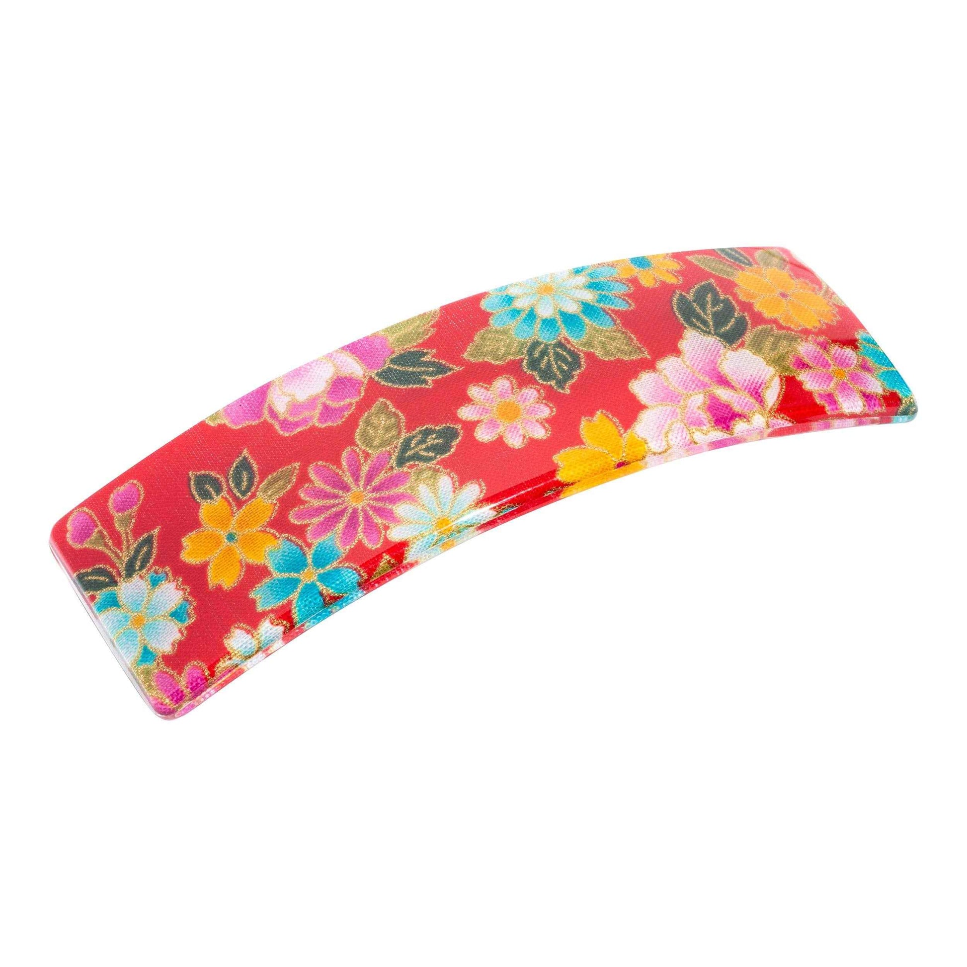 France Luxe Large Rectangle Barrette - Kyoto Red