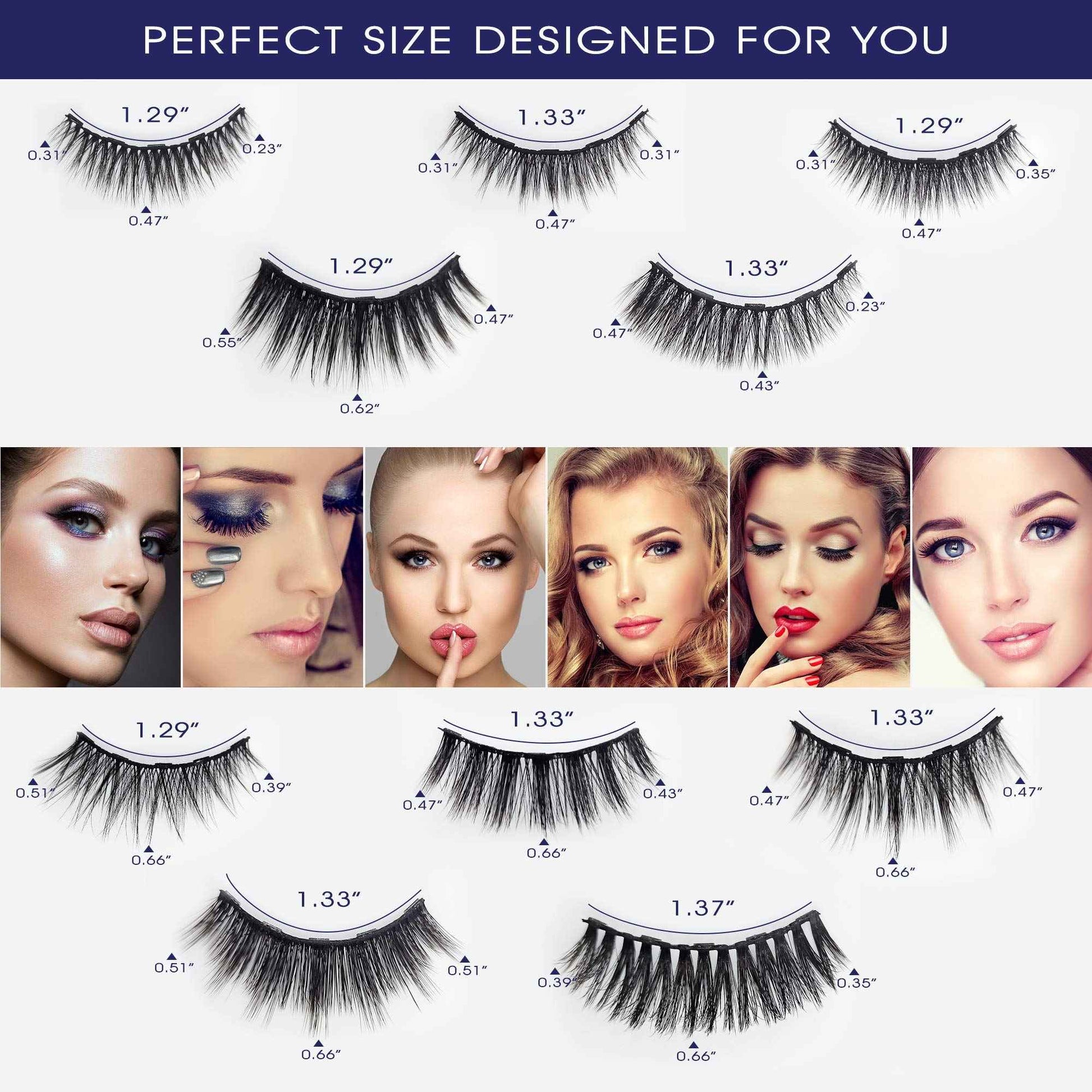 7C SevenCrown Magnetic Eyelashes with Eyeliner Kit - Magnetic Lashes Natural Looking,Upgraded Long Lasting,10 Pairs 3D Reusable 5 Magnet False Eyelashes with Applicator, Easy to Apply.