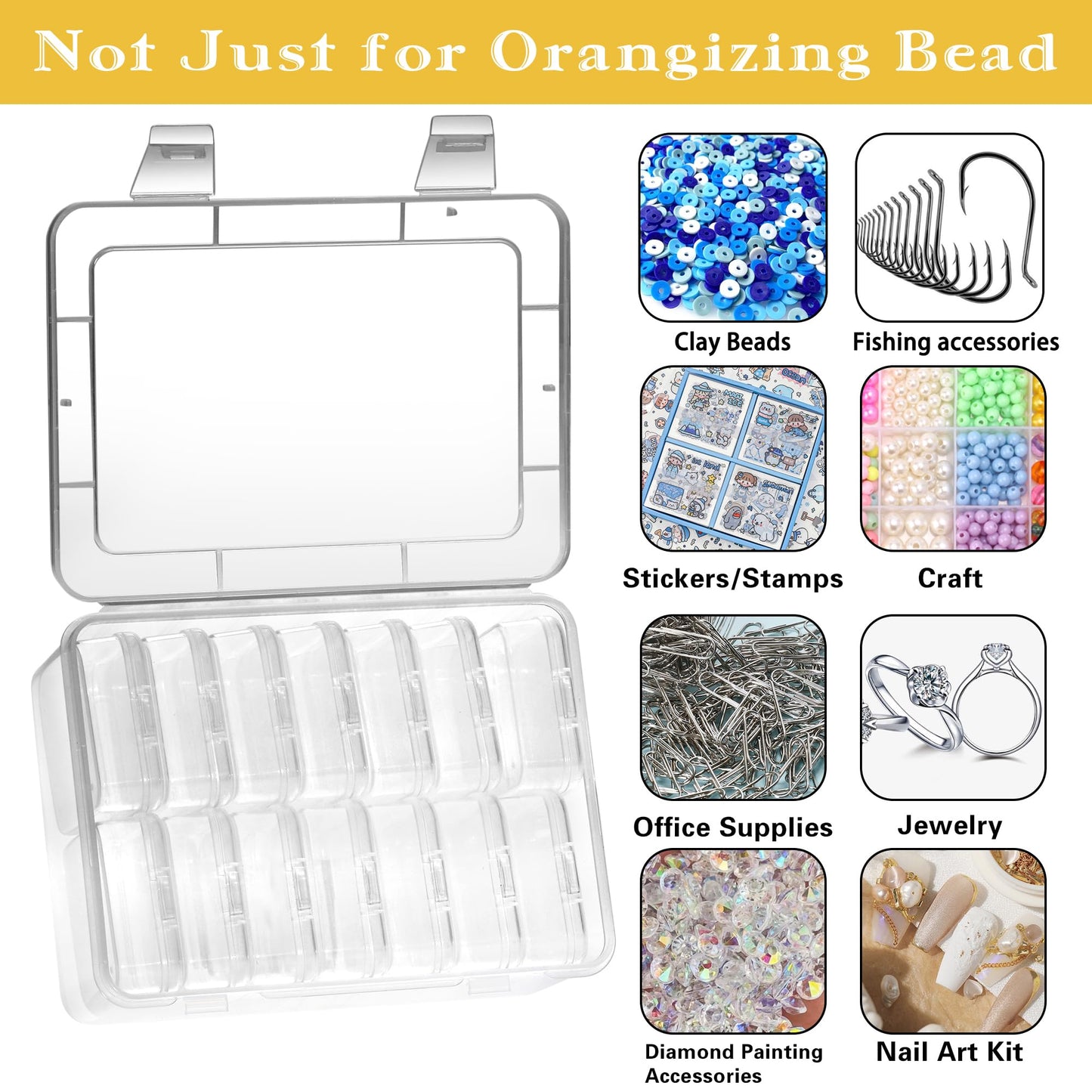 Mathtoxyz Small Bead Organizers, 30 Pieces Plastic Storage Cases Mini Clear Bead Storage Containers Transparent Boxes with Hinged Lid and Rectangle Clear Craft Supply Case