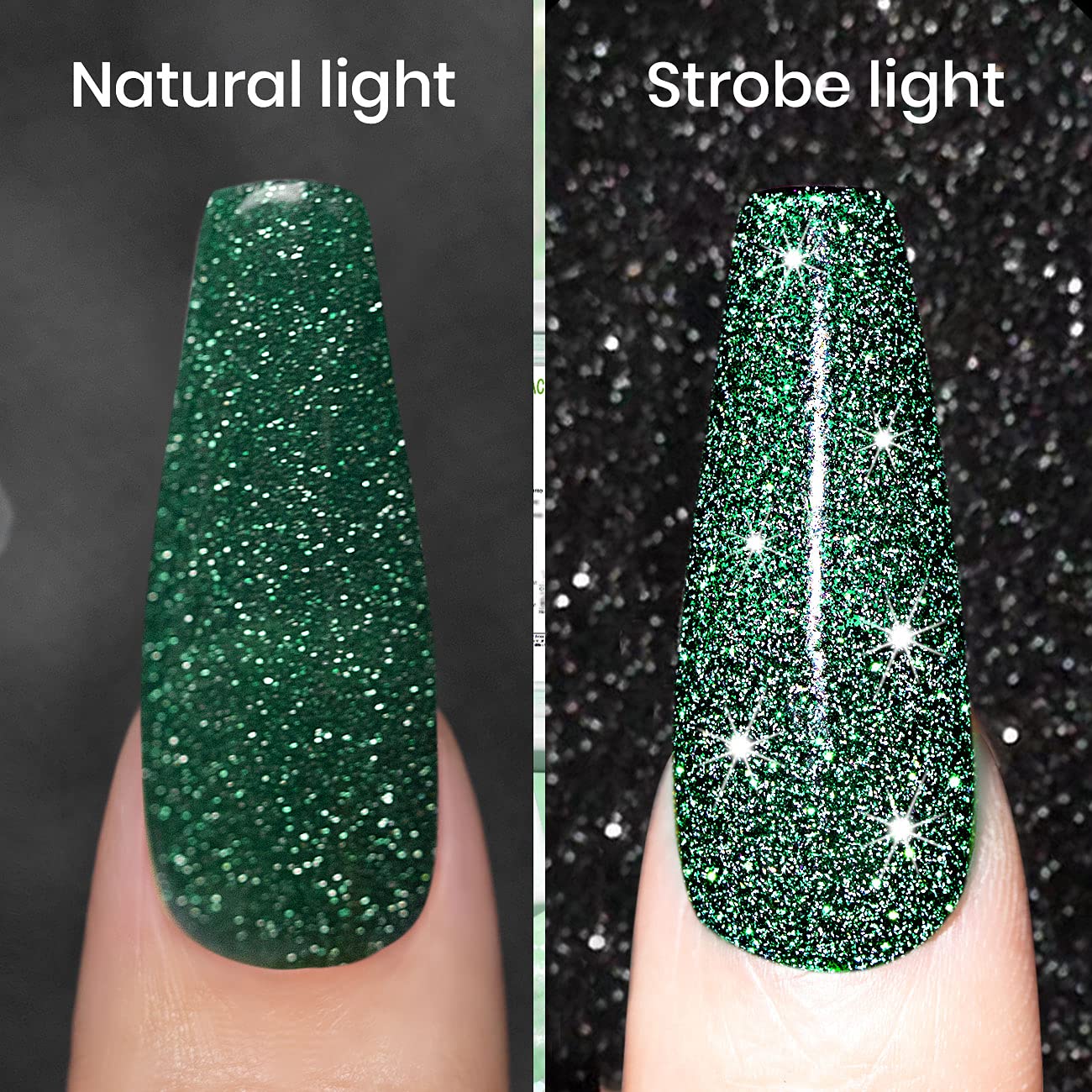 RARJSM Glitter Gel Polish, Olive Green Nail Polish Sparkly Shiny Gel Nail Art UV LED Lamp Need Nail Gel for Manicure DIY and Nail Salon 7.5ML