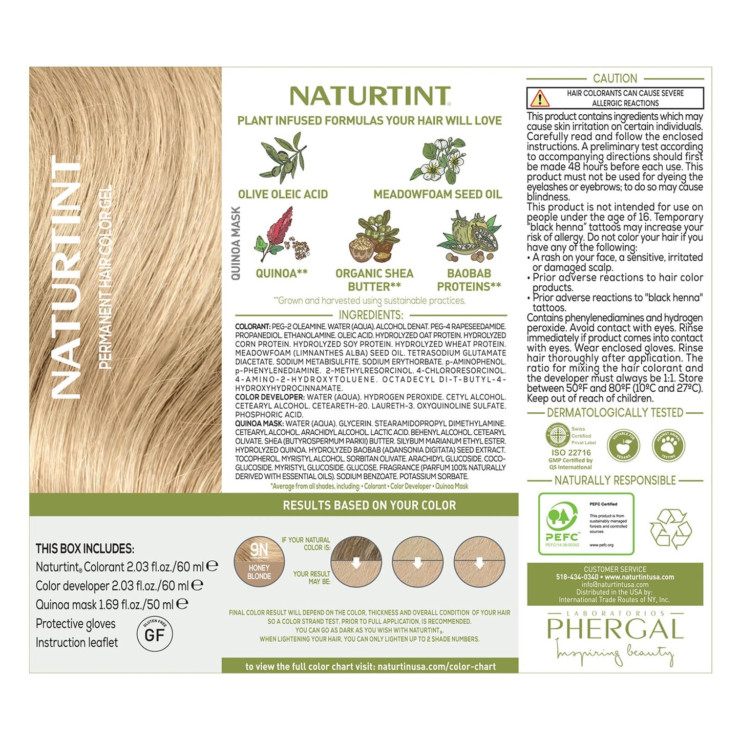 Naturtint Permanent Hair Color, 9N Honey Blonde, Plant Enriched, Ammonia Free, Long Lasting Gray Coverage and Radiante Color, Nourishment and Protection