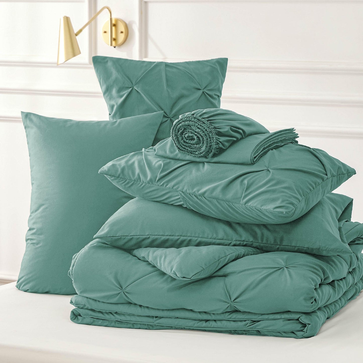 Bedsure Twin Comforter Set with Sheets - 5 Pieces Twin Bedding Sets, Twin Bed in a Bag with Comforter, Sheets, Pillowcase & Sham (Graysih Green)