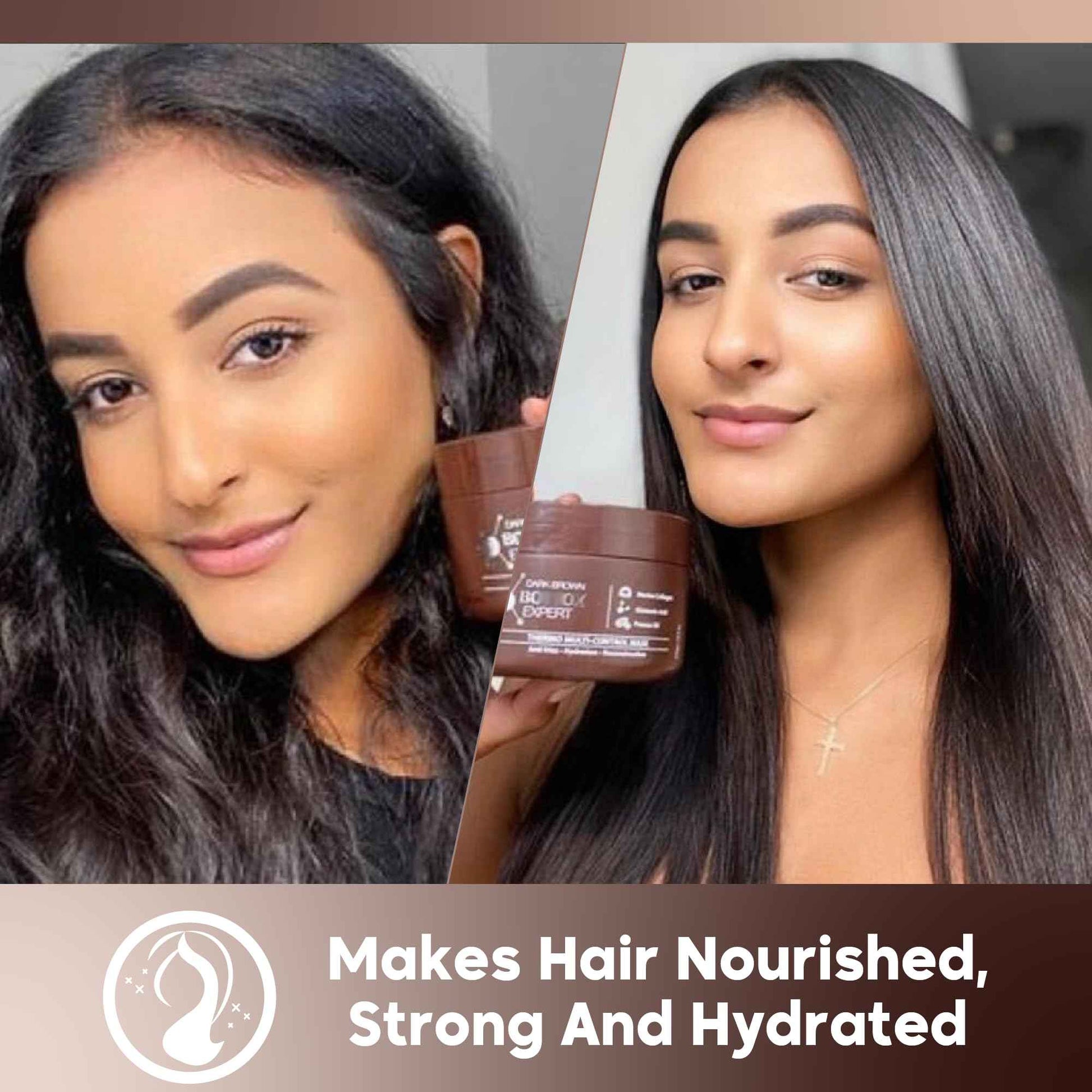 Hair Treatment Mask Damaged Dark Brown Color BONDOX 8.8oz | Color Depositing Mask with Almond Oil | Marine Seaweed Collagen | Formaldehyde-Free | Enhances Elasticity, Flexibility, Softness & Moisture