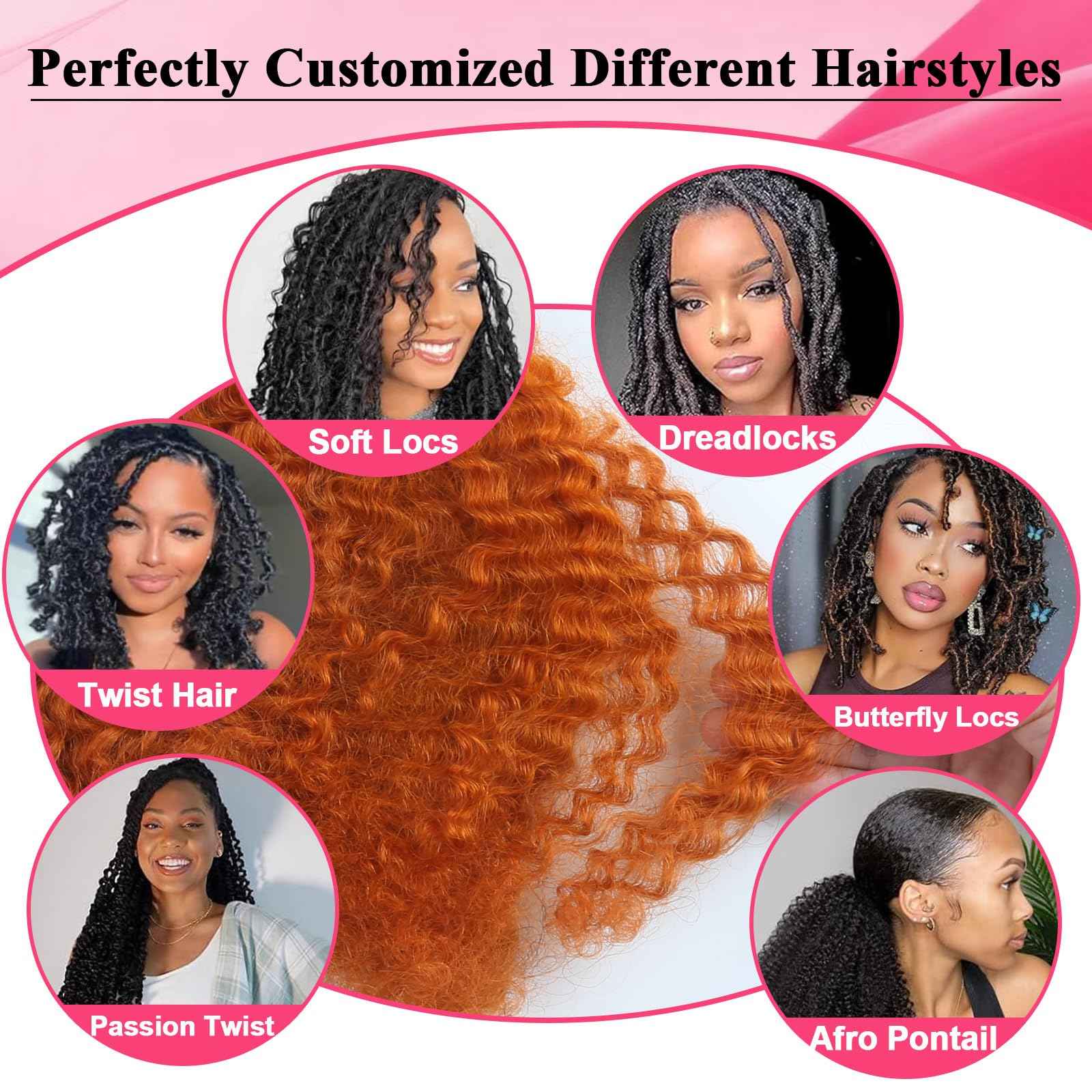 Afro Kinkys Bulk Human Hair for Braiding Afro Kinky-Curly Human Hair Bulk for Twist Ginger 18 Inch 50g/Bundle No Weft 4c Kinky Curly Bundles for Braids Micro Locs Dreadlock Extensions #350