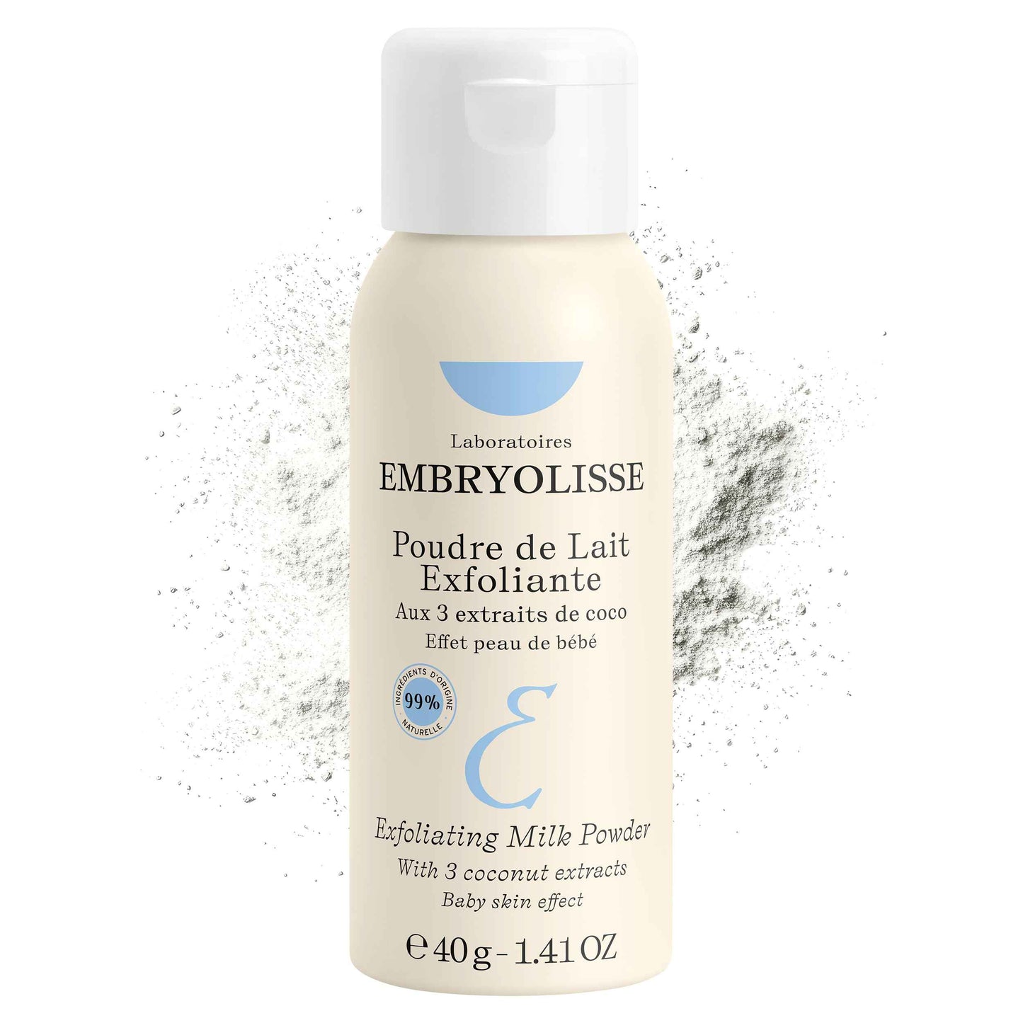 Embryolisse Exfoliating Face Scrub Powder - Facial Cleanser that Exfoliates, Tones and Softens the Skin - With Coconut & Milk Powder - for All Skin Types, Even Sensitive, 1.41 Oz