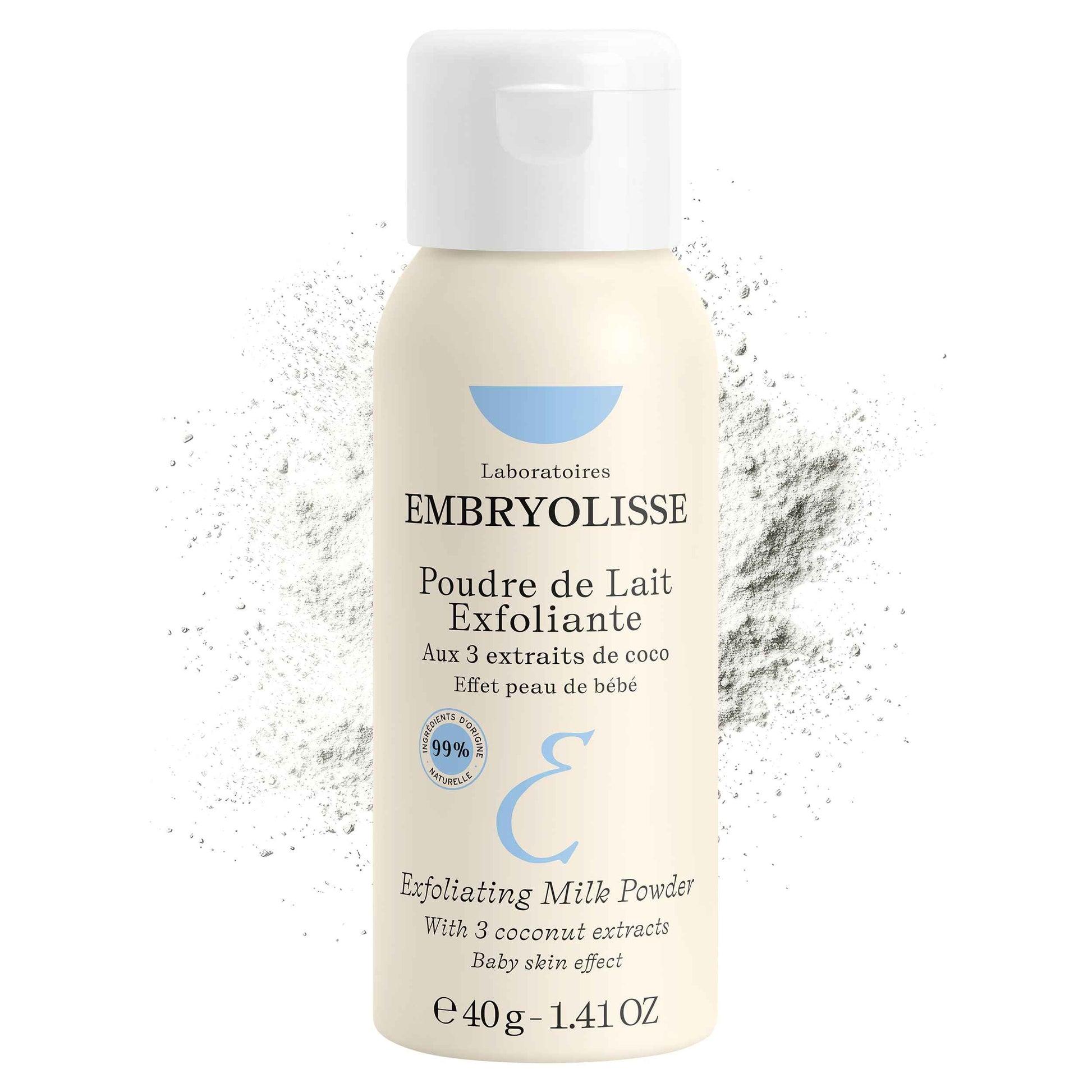 Embryolisse Exfoliating Face Scrub Powder - Facial Cleanser that Exfoliates, Tones and Softens the Skin - With Coconut & Milk Powder - for All Skin Types, Even Sensitive, 1.41 Oz