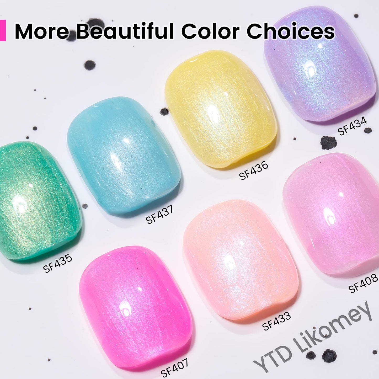 YTD Likomey Gel Nail Polish,15ml Pearl Bright Light Pink Glitter Soak Off UV Nails Gel,Pearlescent Shimmer Shiny Sparkly Salon Home DIY UV Manicure Nail Art Varnish,SF433