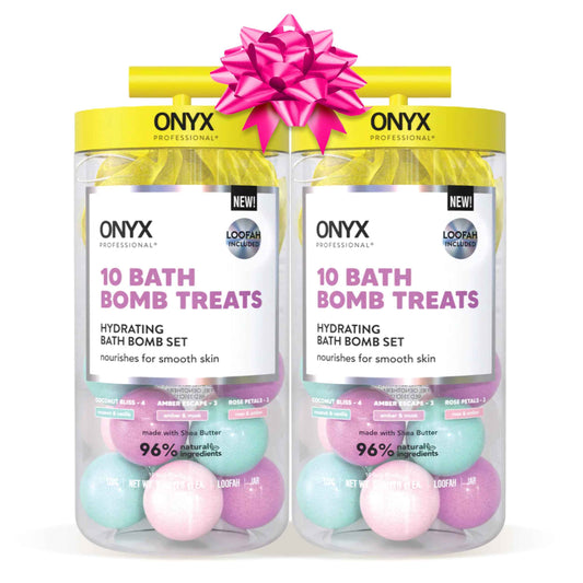 Onyx Professional Hydrating Bath Bomb Gift Set, 2 Pack - Includes 20 Bath Bombs and 2 Loofahs, Nourishes for Smooth Skin, Made with Shea Butter