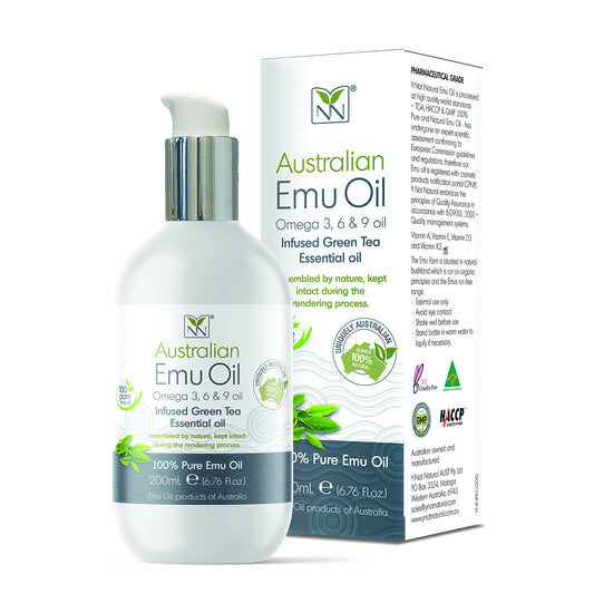 Y-Not Natural Ultra Pure Australian Emu Oil - Luxury, Hospital Grade Emu Oil 60 mL | Free Range Aboriginal Omega 3, 6 & 9 Oil Infused with Green Tea - The Ultimate Moisturizer for Skin, Hair, Nails, and Scalp