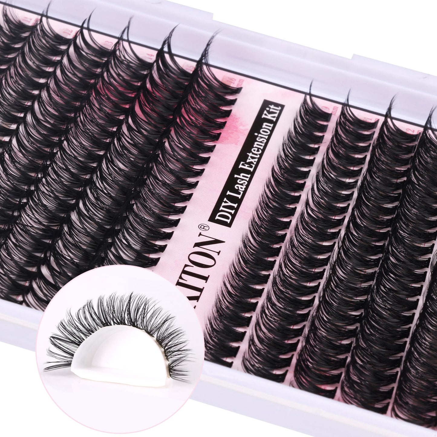 FANXITON DIY Lash Extension Kit Volume Lash Clusters 40D+50D D Curl Individual Lashes Lash Clusters Kit Thick Eyelash Extension Kit 280pcs Thin Band Cluster Lashes Lash Bond and Seal and Lash Tweezers