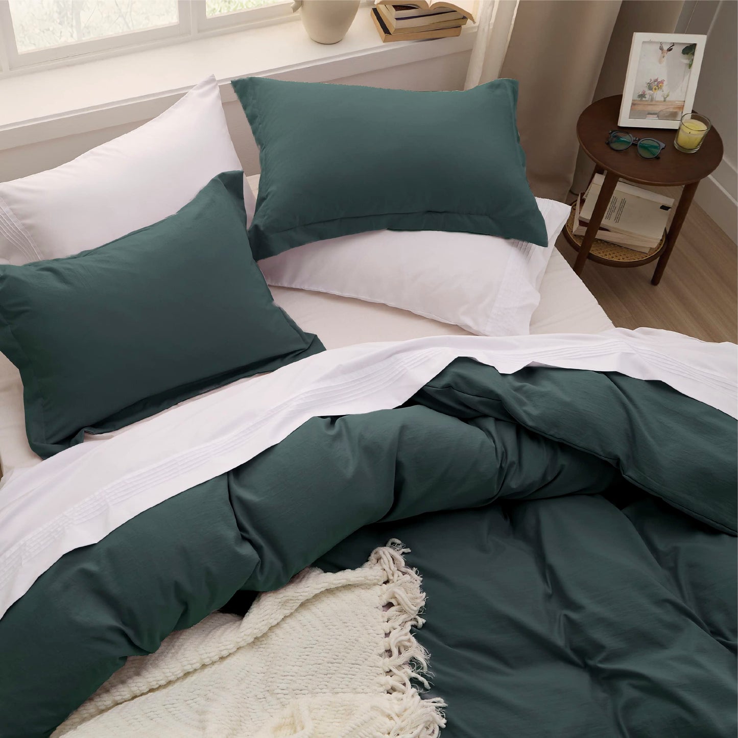 Bedsure Forest Green Twin Duvet Cover Set - Soft Prewashed Duvet Cover Twin Size, 2 Pieces, 1 Duvet Cover 68x90 Inches with Zipper Closure and 1 Pillow Sham, Comforter Not Included