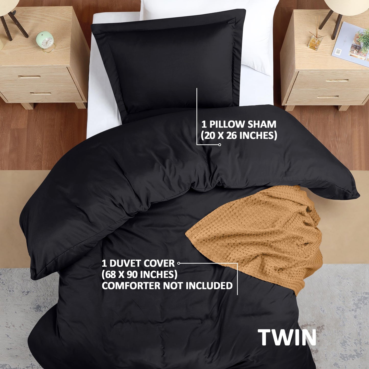 Utopia Bedding Duvet Cover Twin Size - 1 Duvet Cover with 1 Pillow Sham - 2 Pieces Bedding Duvet Cover with Zipper Closure - Soft Brushed Microfiber, 68 X 90 Inches (Pack of 10, Twin Black)