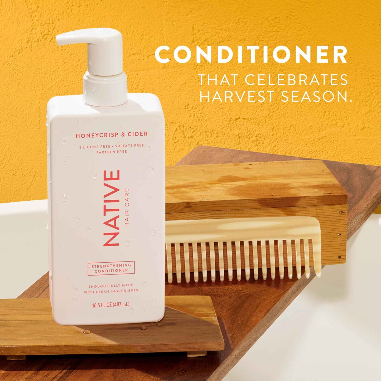 Native Shampoo & Conditioner, Body Wash - Honey Crisp & Cider - Naturally Derived Ingredients, Sulfate-Free, Paraben-Free, Strengthening Hair Care | Fall Seasonal Bundle (51 fl oz Total) - 3 Pk