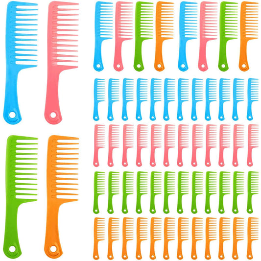 60 PCS Wide Comb for Curly Hair, Large Tooth Comb Can Easily Detangle Wet and Dry Hair knots, Wide Tooth Combs Used for Styling and Daily Care(Pink + Green + Blue + Orange)