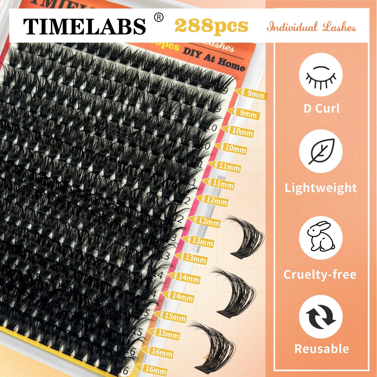 Fluffy Lash Clusters 288pcs 100D 9-16MM MIX D Curl Individual Eyelashes Clusters DIY Eyelash Extensions Volume DIY Wispy Lash Extension At Home DIY Fluffy Lash for Beginners by TMIELYBS