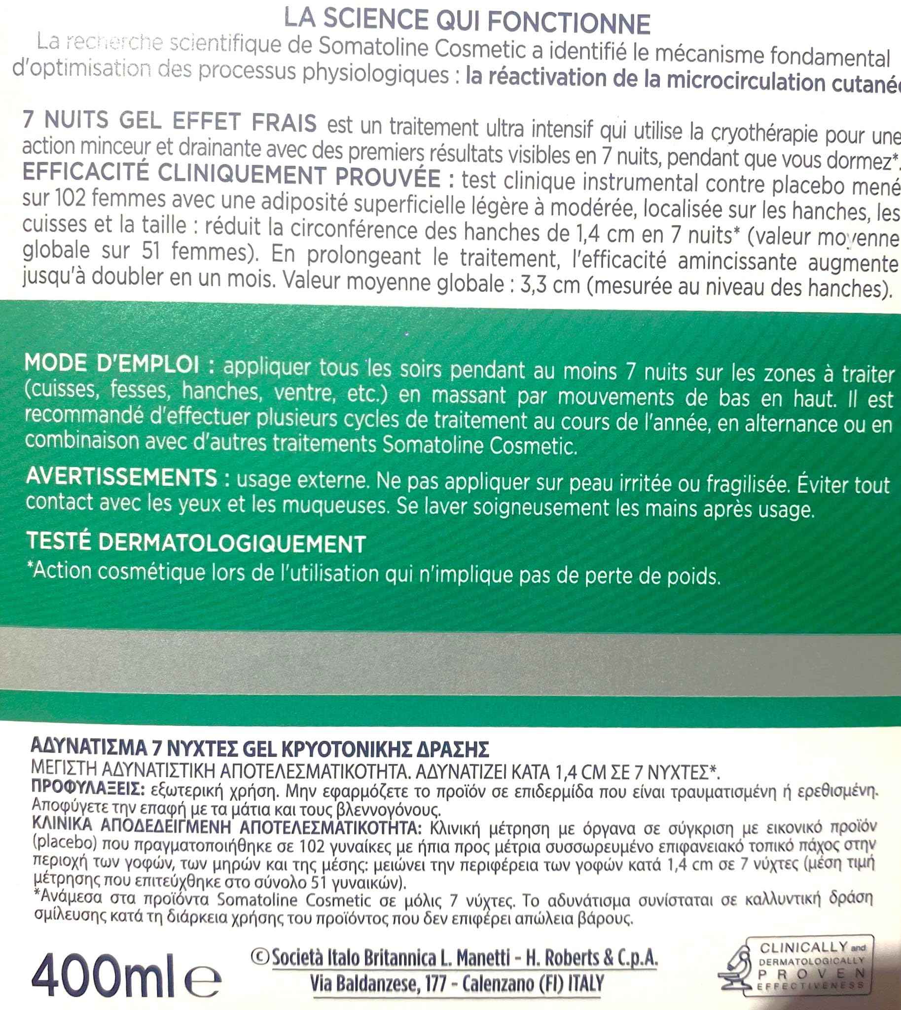 Somatoline Cosmetic Slimming Fresh Gel 7 Nights Ultra Intensive 13.5 Oz