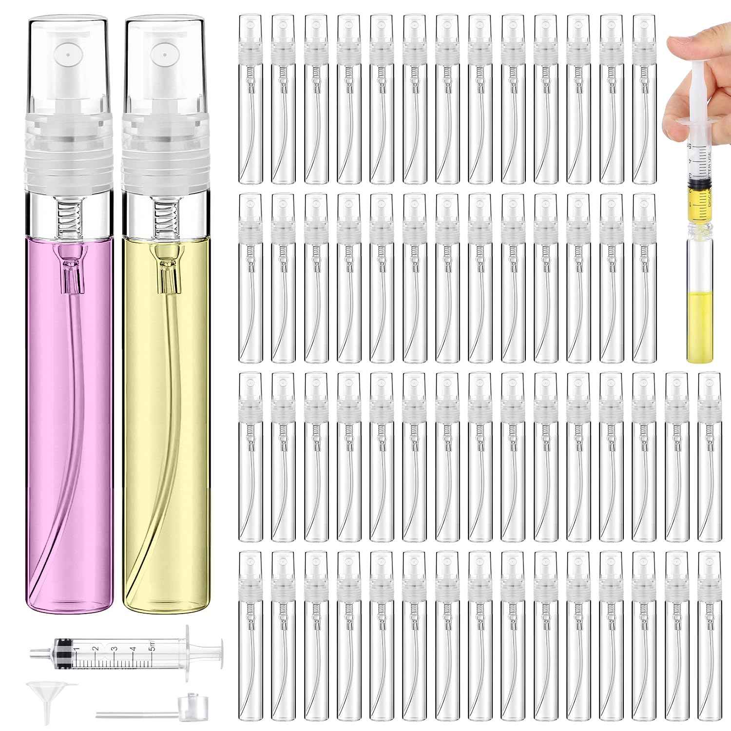 DupakSYS 60PCS 10ml Mini Spray Bottle, Portable Clear Plastic Spray Bottle, Empty Fine Mist Refillable Perfume Atomizer, Small Sample Containers for Cleaning, Travel, Essential Oils