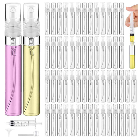 DupakSYS 60PCS 10ml Mini Spray Bottle, Portable Clear Plastic Spray Bottle, Empty Fine Mist Refillable Perfume Atomizer, Small Sample Containers for Cleaning, Travel, Essential Oils