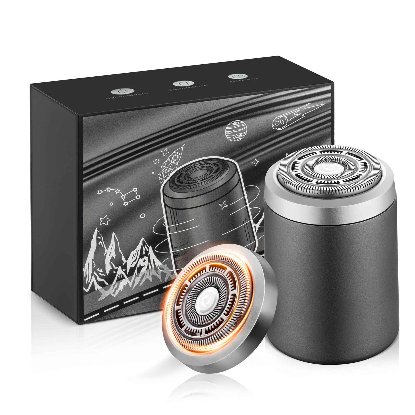 Premium Titanium Mini Shaver for Men - IPX7 Waterproof Electric Razor with Floating Foil System, USB-C Fast Charge, 90-Day Battery - Compact Travel Shaver for Sensitive Skin & Precision Grooming