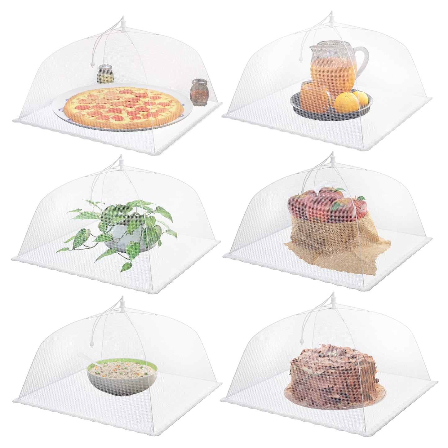 Simply Genius (6 pack) Large and Tall 17x17 Pop-Up Mesh Food Covers Tent Umbrella for Outdoors, Screen Tents, Parties Picnics, BBQs, Reusable and Collapsible Food Tents