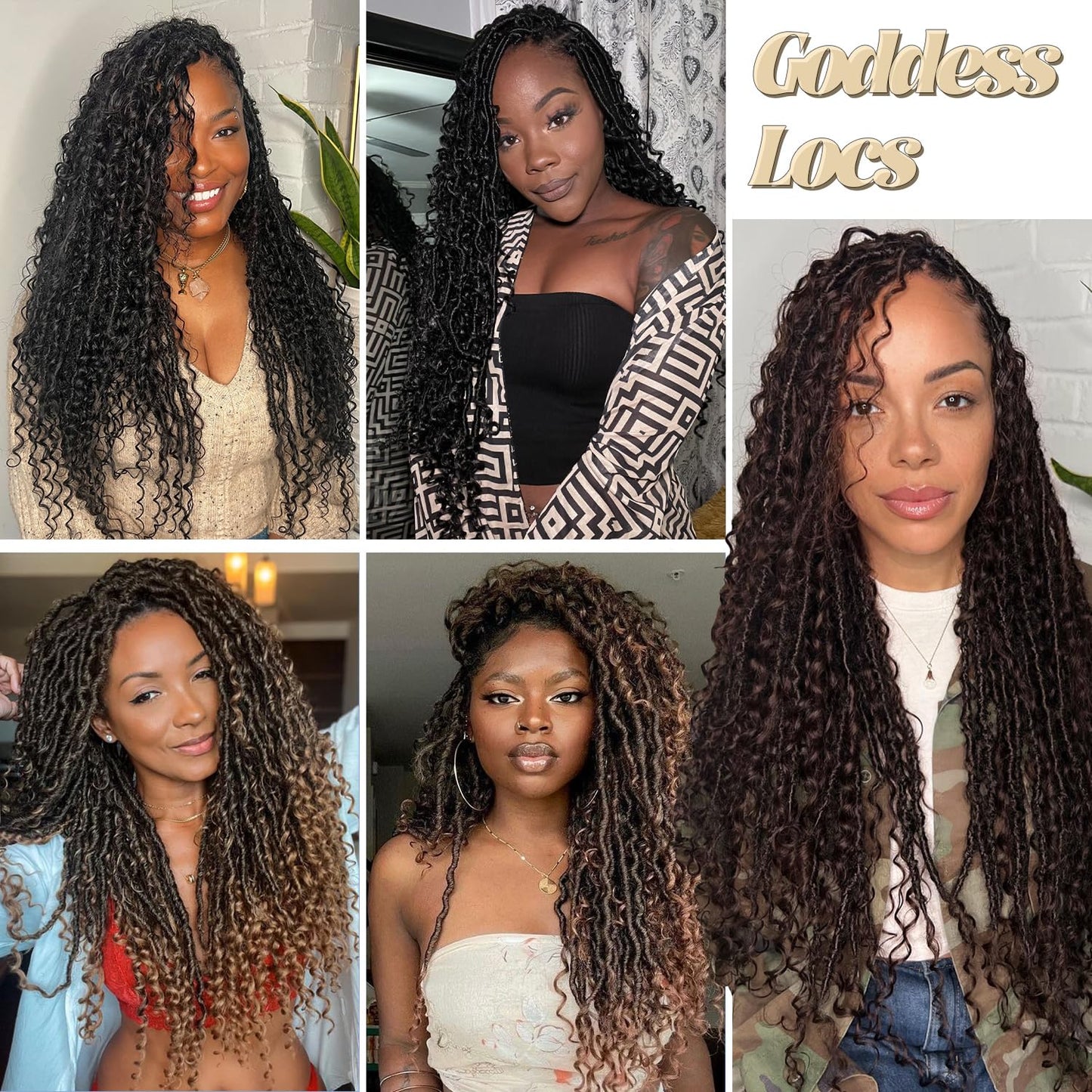 8 Packs Goddess Faux Locs Crochet Hair-24 Inch Boho Soft Locs Crochet Hair for Black Women (#1B, 24 Inch(Pack of 8))