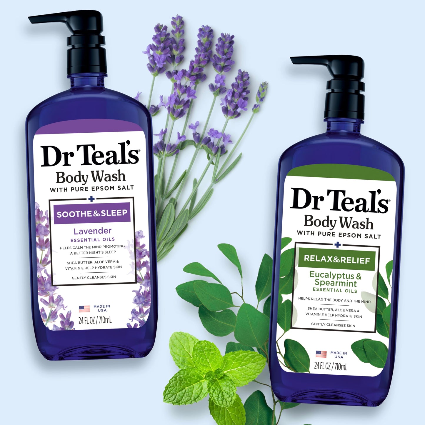 Dr Teal's Body Wash with Pure Epsom Salt, Lavender & Eucalyptus, 24 fl oz (Pack of 2)