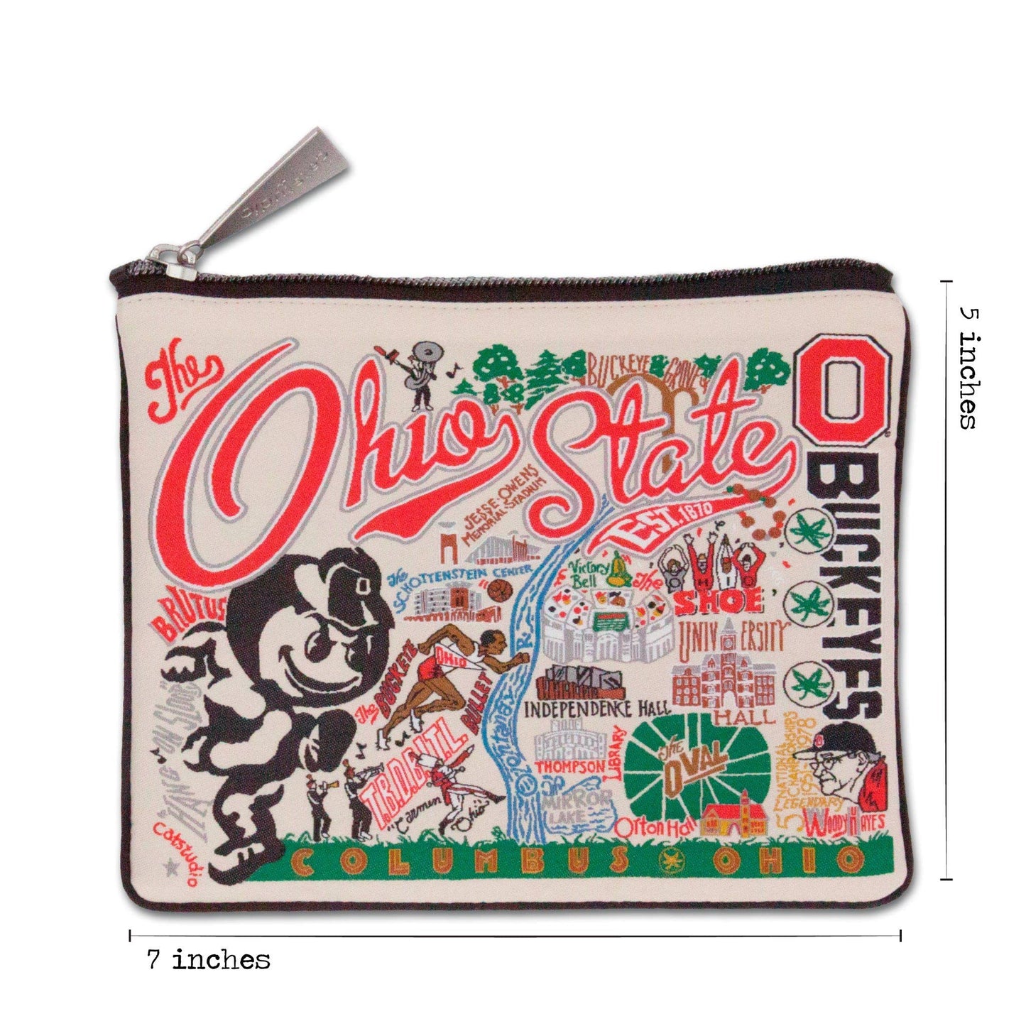 Catstudio Collegiate Zipper Pouch, Ohio State University Travel Toiletry Bag, Ideal Gift for Alumni, Makeup Bag, Dog Treat Pouch, or Travel Purse Pouch