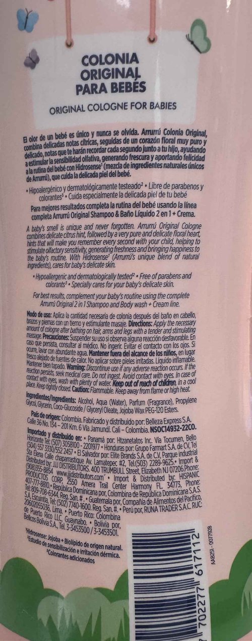 Arrurru Colonia Original Pink 27.05 oz or 800 Ml