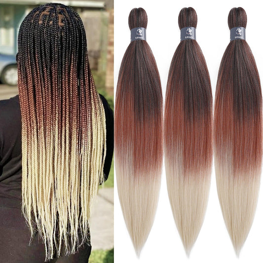 UPruyo 1B/350/613 Blonde Ombre Braiding Hair Pre Stretched Kids Kanekalon Braiding Hair Extensions for Braiding Box Braids Knotless Prestretched Pre Sectioned Braiding Hair Ombre 26 inch