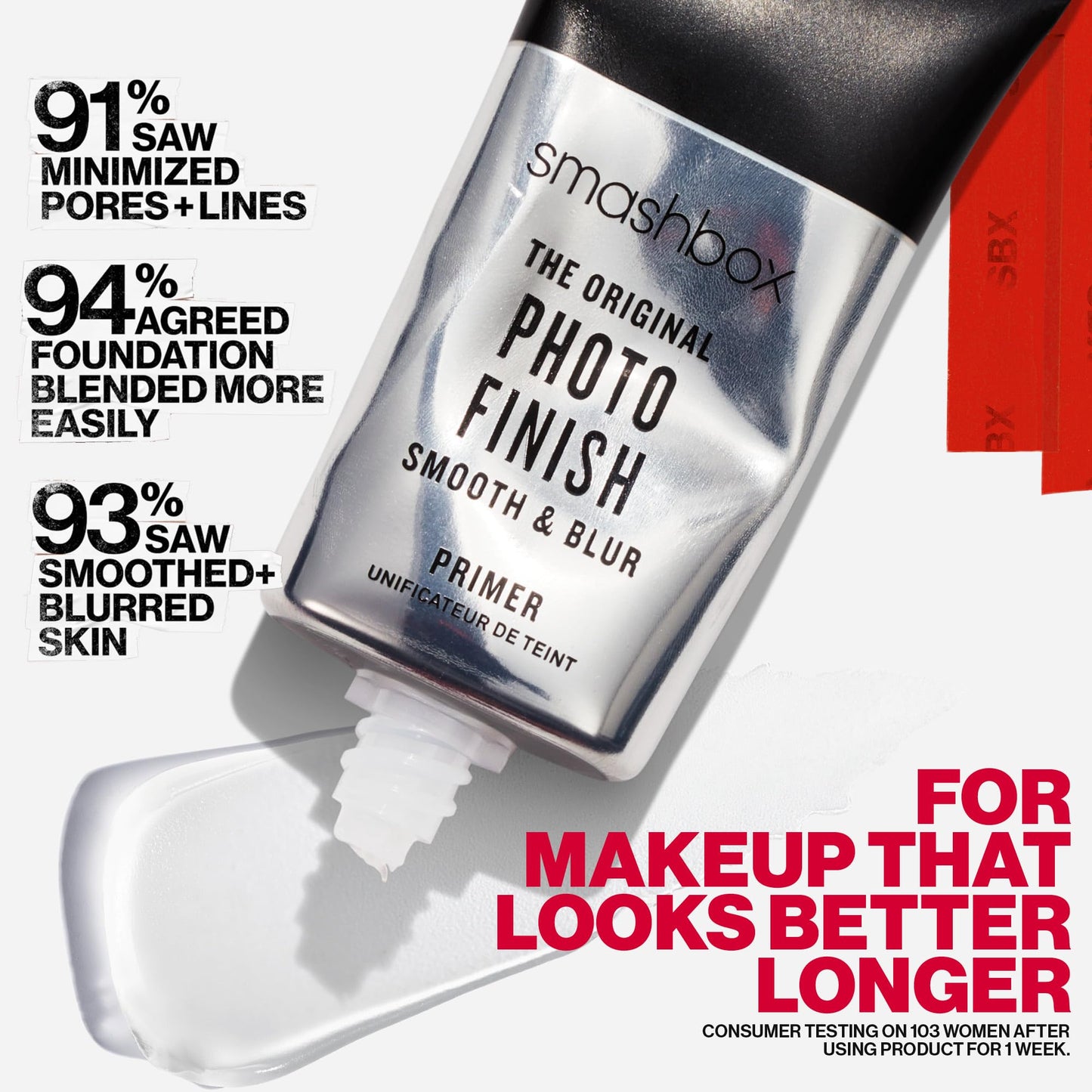 Smashbox The Original Photo Finish Smooth & Blur Oil-Free Makeup Primer - Infused with Vitamin A & E, Reduces The Appearance of Fine Lines and Pores - Standard, 1.01 fl oz