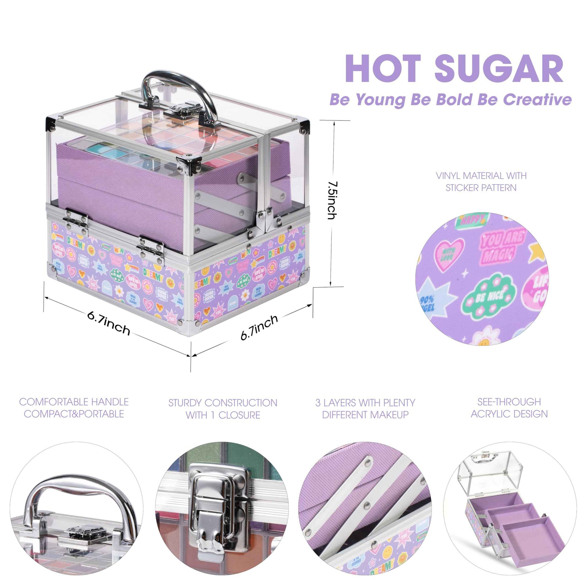 Hot Sugar Make Up Kit for Girls 10-12, Girls Makeup Sets Ages 8-12, Beauty Box for Birthday Parties Makeovers & Christmas (Sticker)
