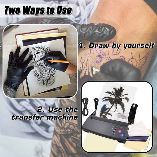 40Pcs Tattoo Skins with Transfer Papers - YONGDA 20Pcs Fake Skin Tattoo Practice Skins Double Sides and 20Pcs Thermal Stencil Papers for Beginners and Artists Tattooing Supplies